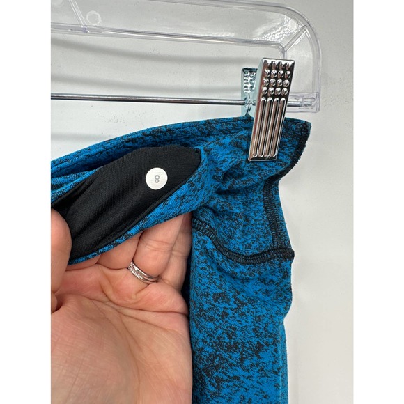 Lululemon Wunder Under Legging Luon Spray Jacquard Shocking Blue Black Size 8 - Picture 7 of 9